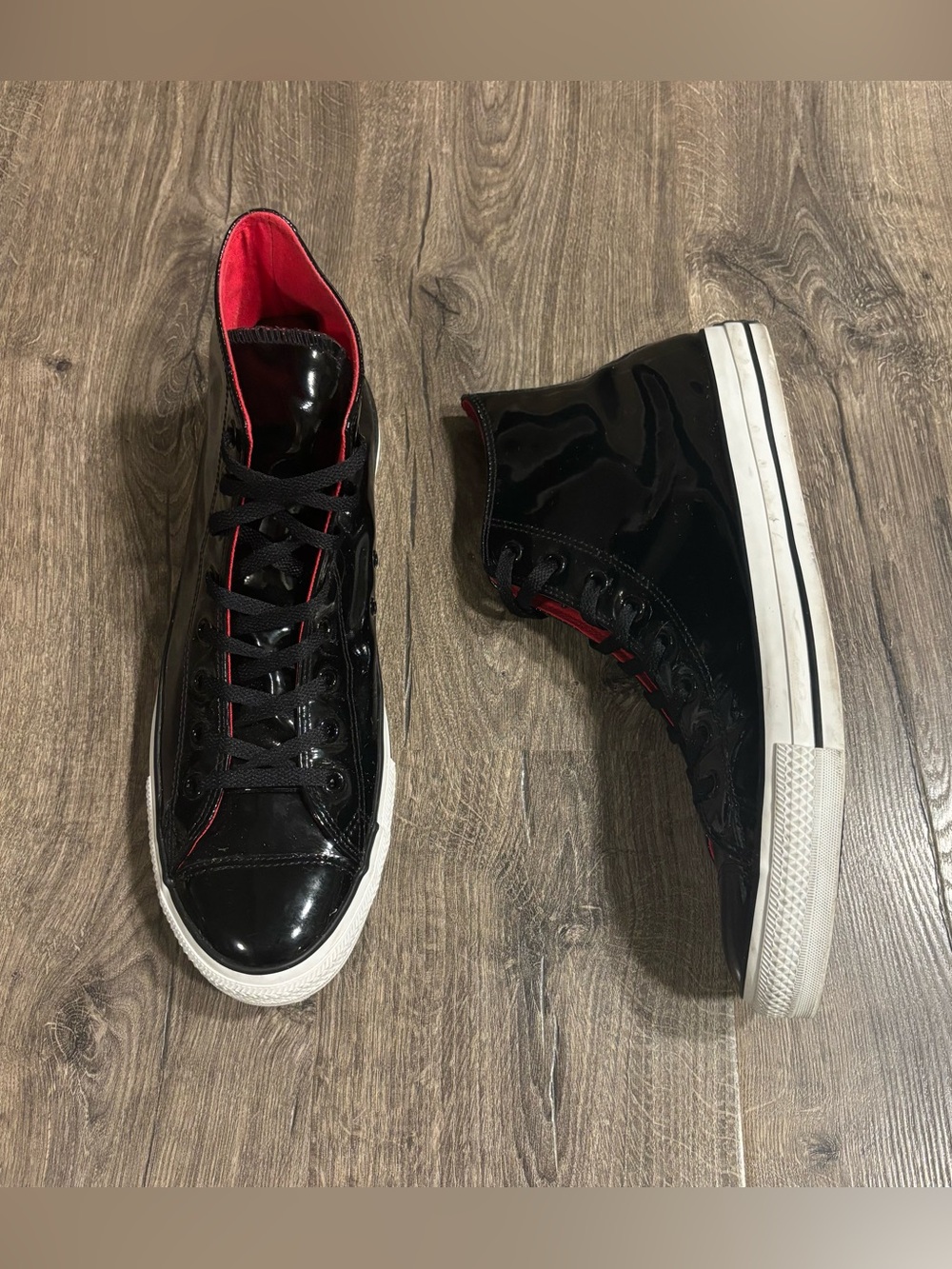 Converse All Star Chuck Taylor High Black Patent Leather Mens Size 13 Sneakers
